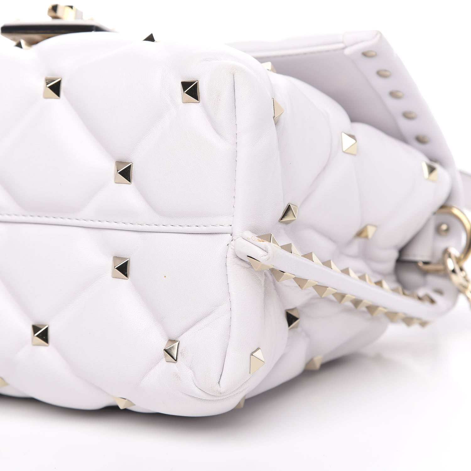 Valentino Garavani Lambskin VLTN Print Candystud Top Handle Bag Optic White Black 9 of 12