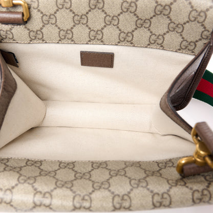 Gucci GG Supreme Monogram Web Small Neo Vintage Double Flap Messenger Bag Beige New Acero 5 of 12