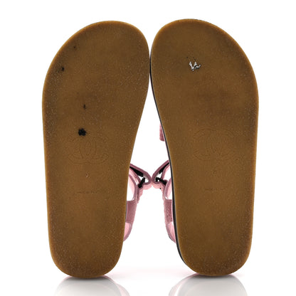 Chanel Suede Calfskin Velcro Flat Sandals 39 Light Pink 6 of 13