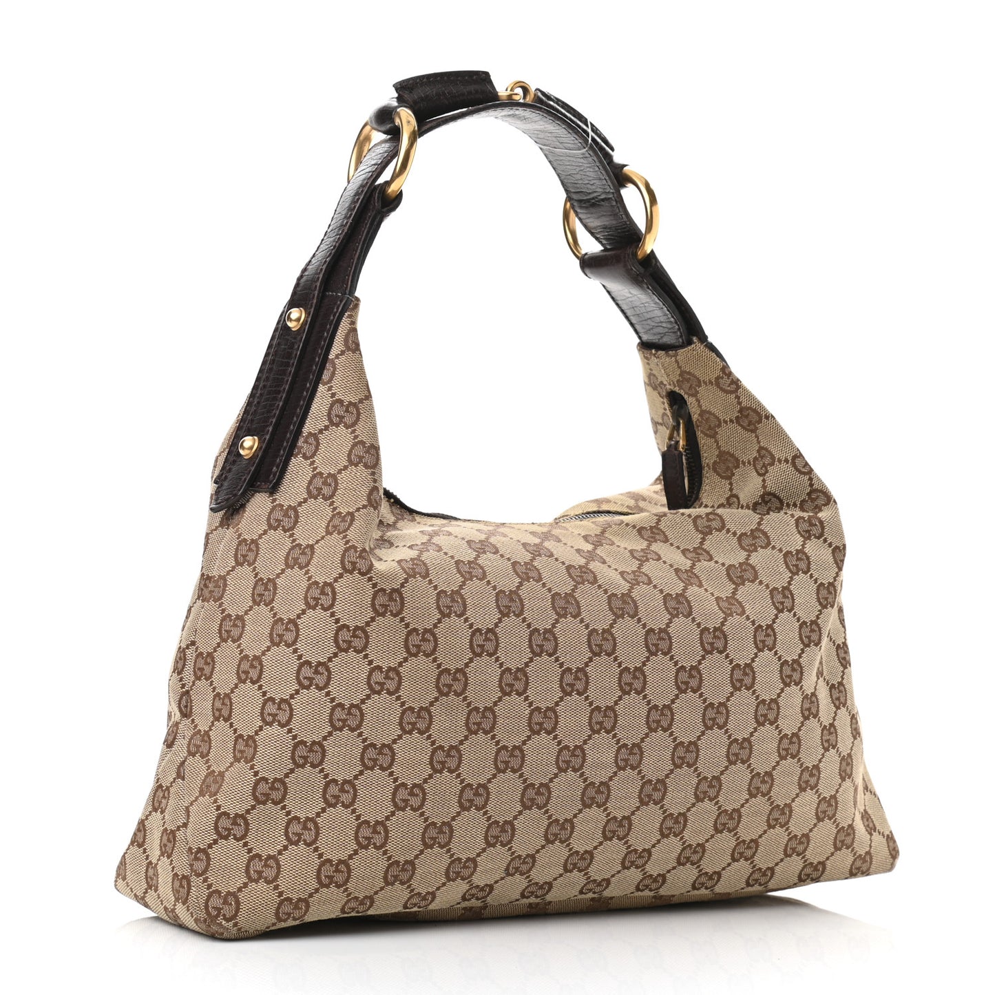 Monogram Medium Horsebit Chain Hobo Dark Brown