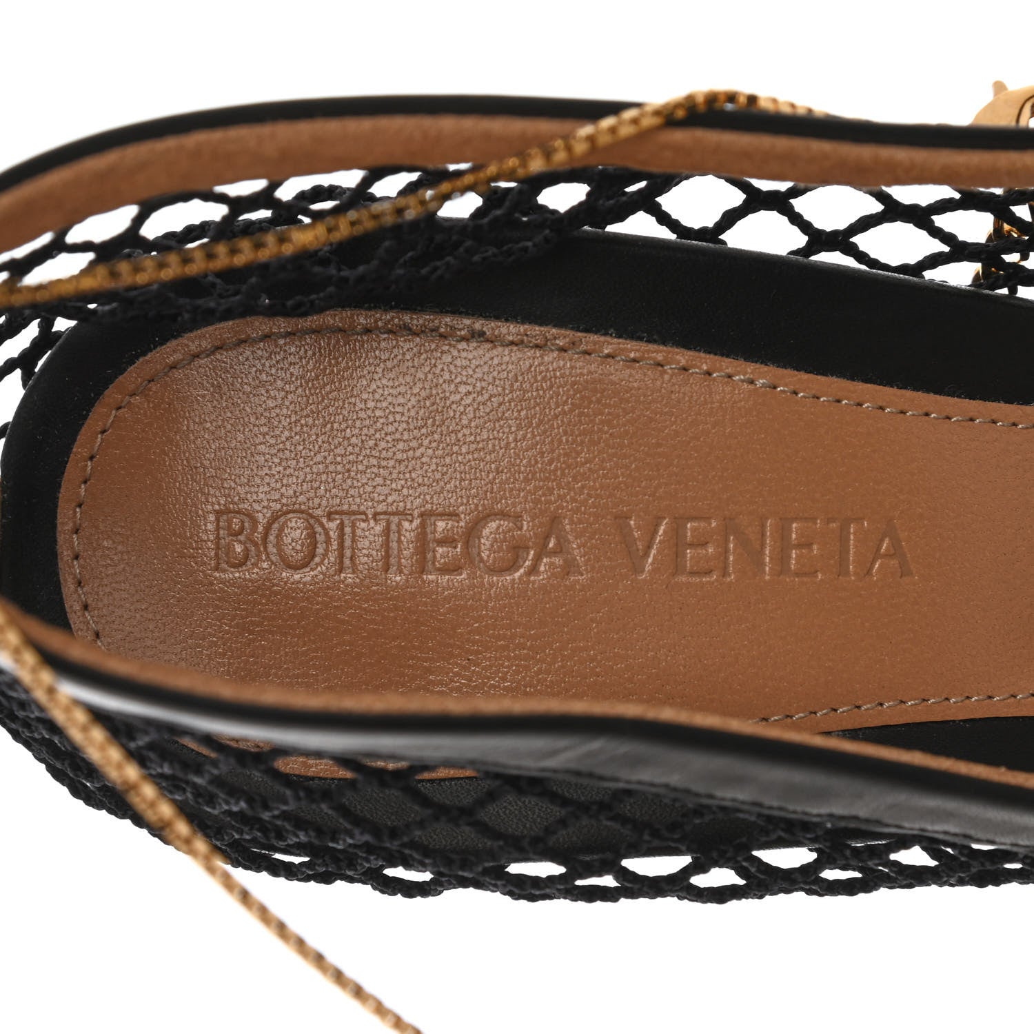 Bottega Veneta Mesh Calfskin Chain Stretch Pumps 36.5 Black 6 of 8
