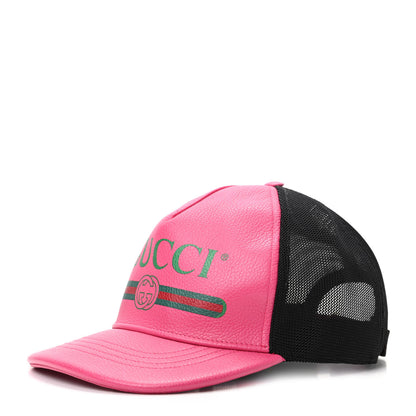 Gucci Cripto Calfskin Logo Baseball Hat M Fuxia Black 1 of 7