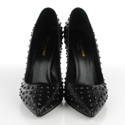 Saint Laurent Calfskin Paris Spiked 105 Pumps 41 Black 3 of 10