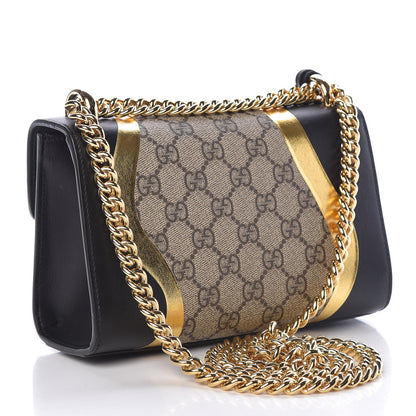 Gucci Calfskin GG Supreme Monogram Small Padlock Shoulder Bag Black Gold 3 of 13