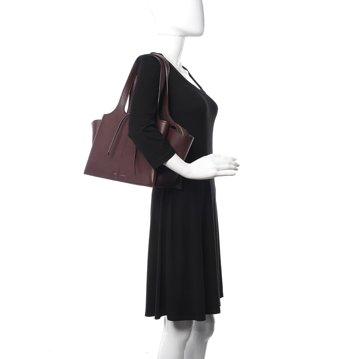 Baby Grained Calfskin Small Tri-Fold Bag Burgundy