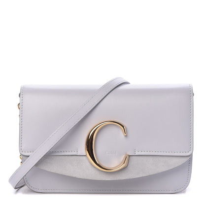Chloe Calfskin Suede C Clutch With Chain Light Cloud 1 of 9