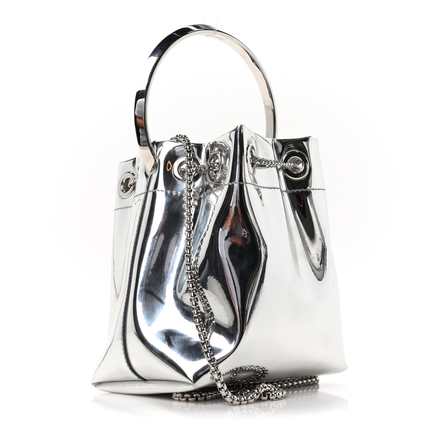 Metallic Patent Bon Bon Bag Silver