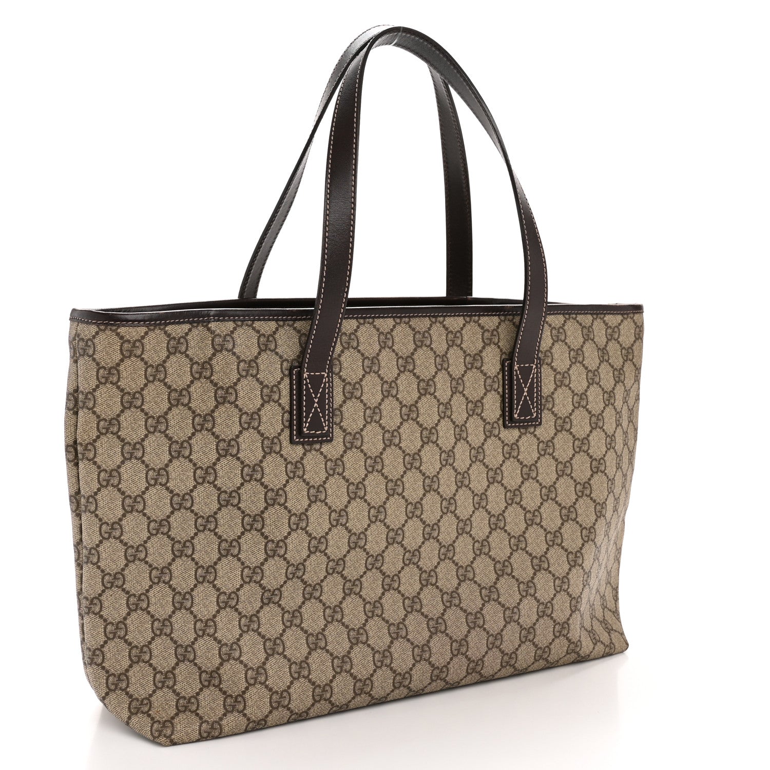 Gucci GG Supreme Monogram Medium Zippered Shopping Tote Dark Brown 3 of 14