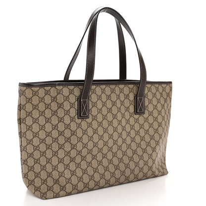 Gucci GG Supreme Monogram Medium Zippered Shopping Tote Dark Brown 3 of 14