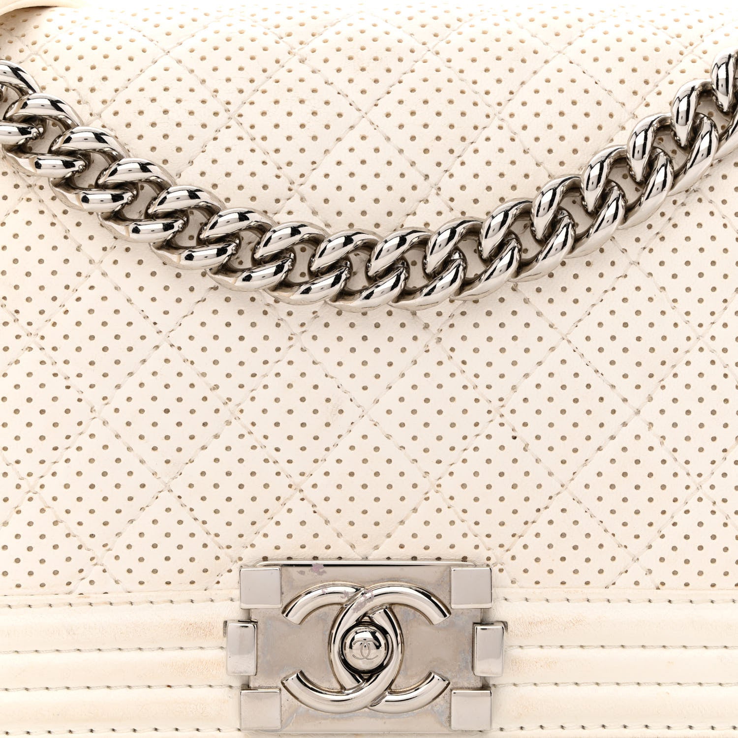 Chanel Lambskin Perforated Medium Boy Flap White 7 of 20