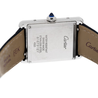 Cartier Stainless Steel Alligator 25mm Must de Cartier Tank Quartz Watch Black 4 of 5
