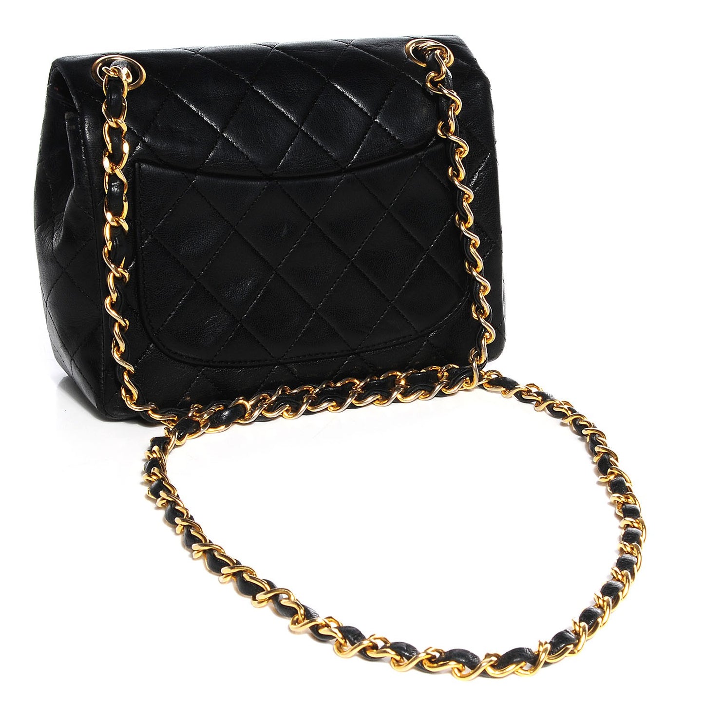 Lambskin Quilted Mini Square Flap Black