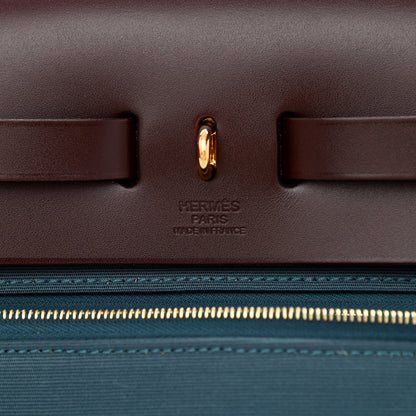 Hermes Toile Officier Vache Hunter Verso Herbag Zip PM 31 Rouge Sellier Trench Bleu Tempete 8 of 13