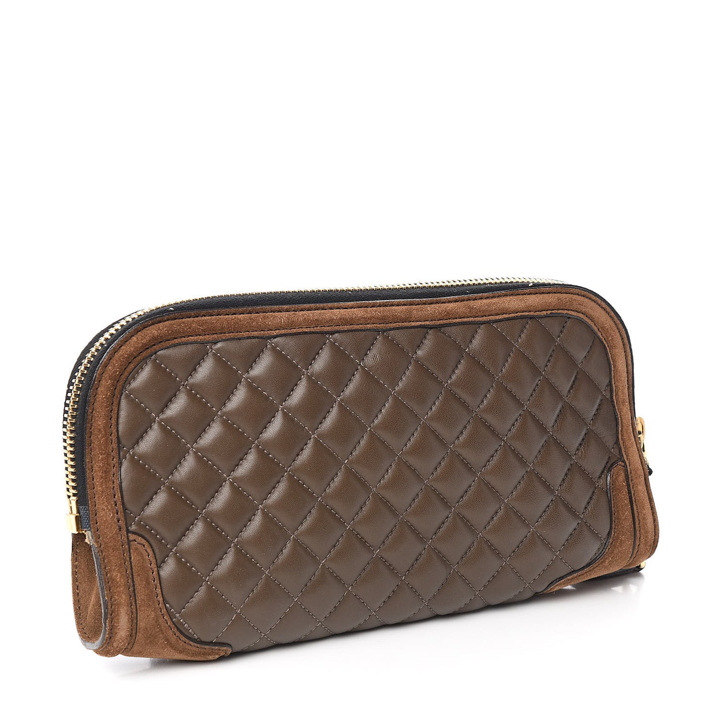 Nappa Suede Quilted Animal Clutch Brown