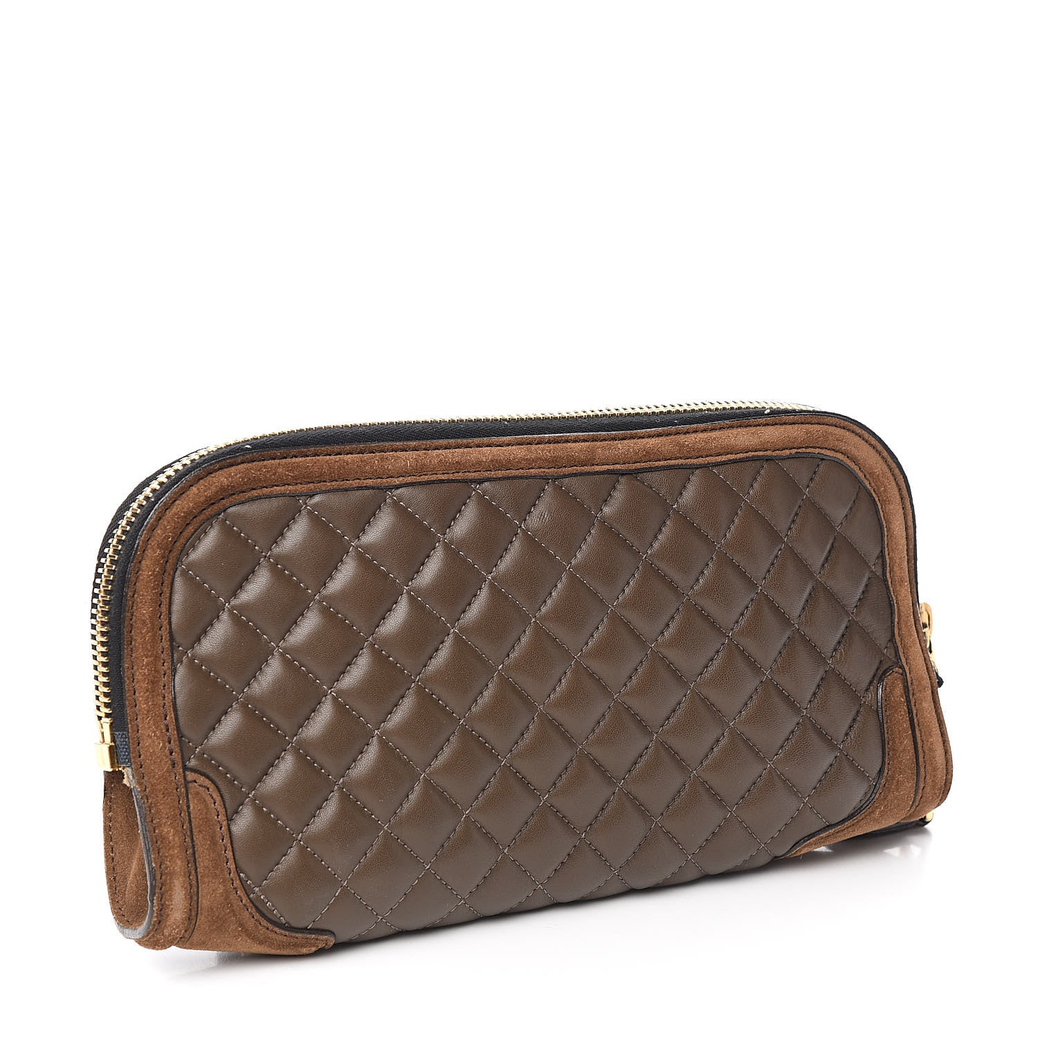 Burberry Nappa Suede Quilted Animal Clutch Brown 3 of 7