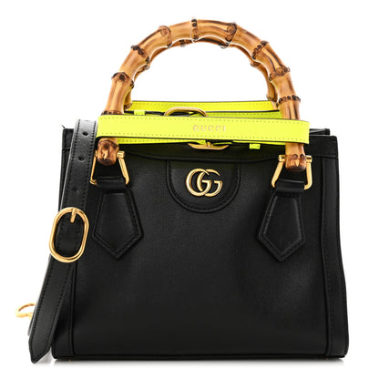 Gucci Wonka Grain Calfskin Mini Diana Tote Bag Black Yellow Fluo 1 of 12