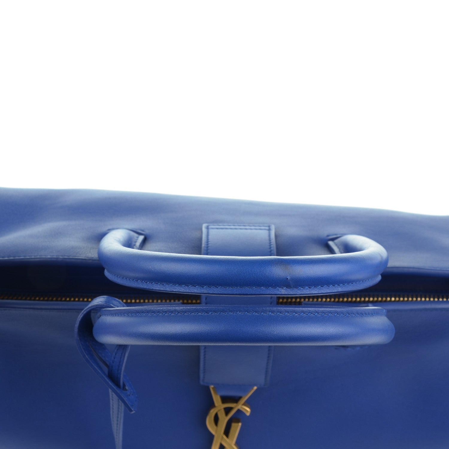 Saint Laurent Calfskin Suede Small Monogram Downtown Cabas Ultramarine 10 of 10