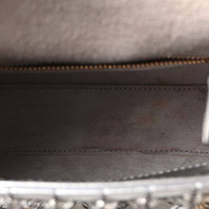 Christian Dior Metallic Calfskin Satin Celestial Bead Embroidery Cannage Mini Lady Dior Silver 8 of 19