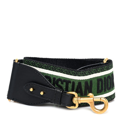Christian Dior Canvas Embroidered Shoulder Strap Green 1 of 4