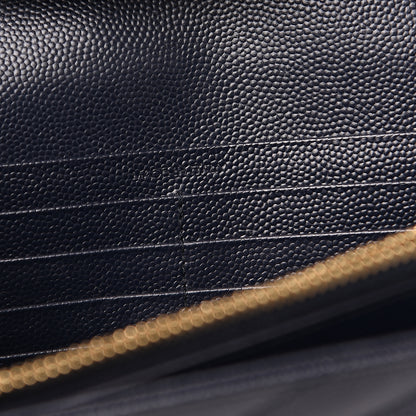Saint Laurent Grain de Poudre Matelasse Chevron Medium Monogram Chain Wallet Navy 6 of 9