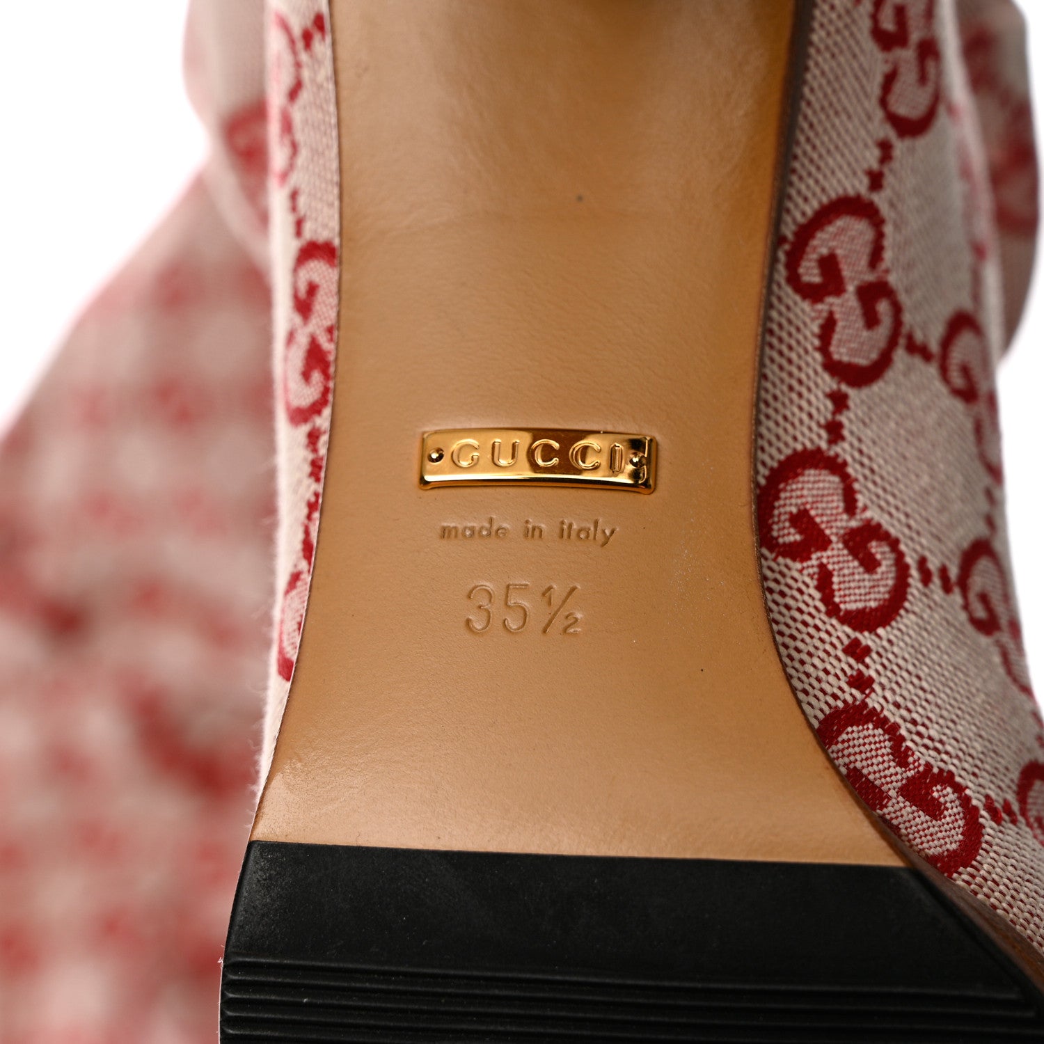 Gucci Monogram Over The Knee Boots Gardenia 35.5 Hibiscus Red 7 of 7