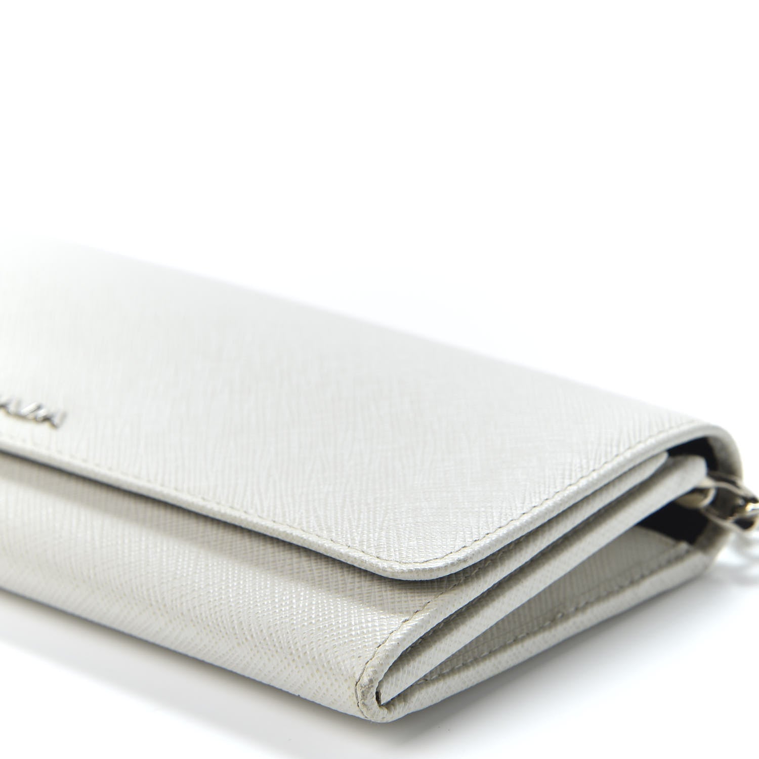 Prada Saffiano Bi-Color Chain Wallet Talco Black 6 of 9