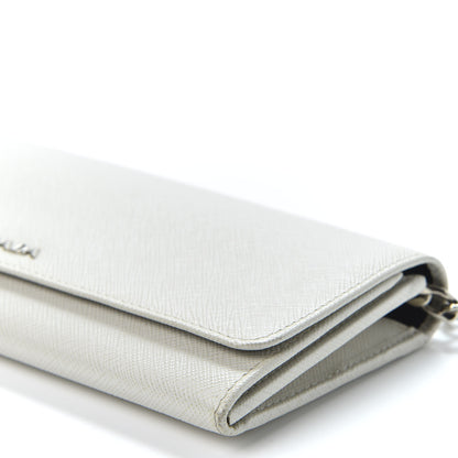 Prada Saffiano Bi-Color Chain Wallet Talco Black 6 of 9