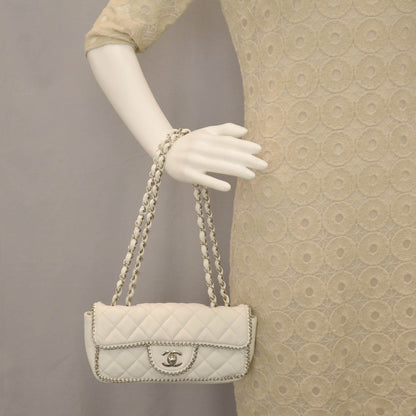 Chanel Lambskin Quilted Madison Chain Trim East West Flap White 2 of 9
