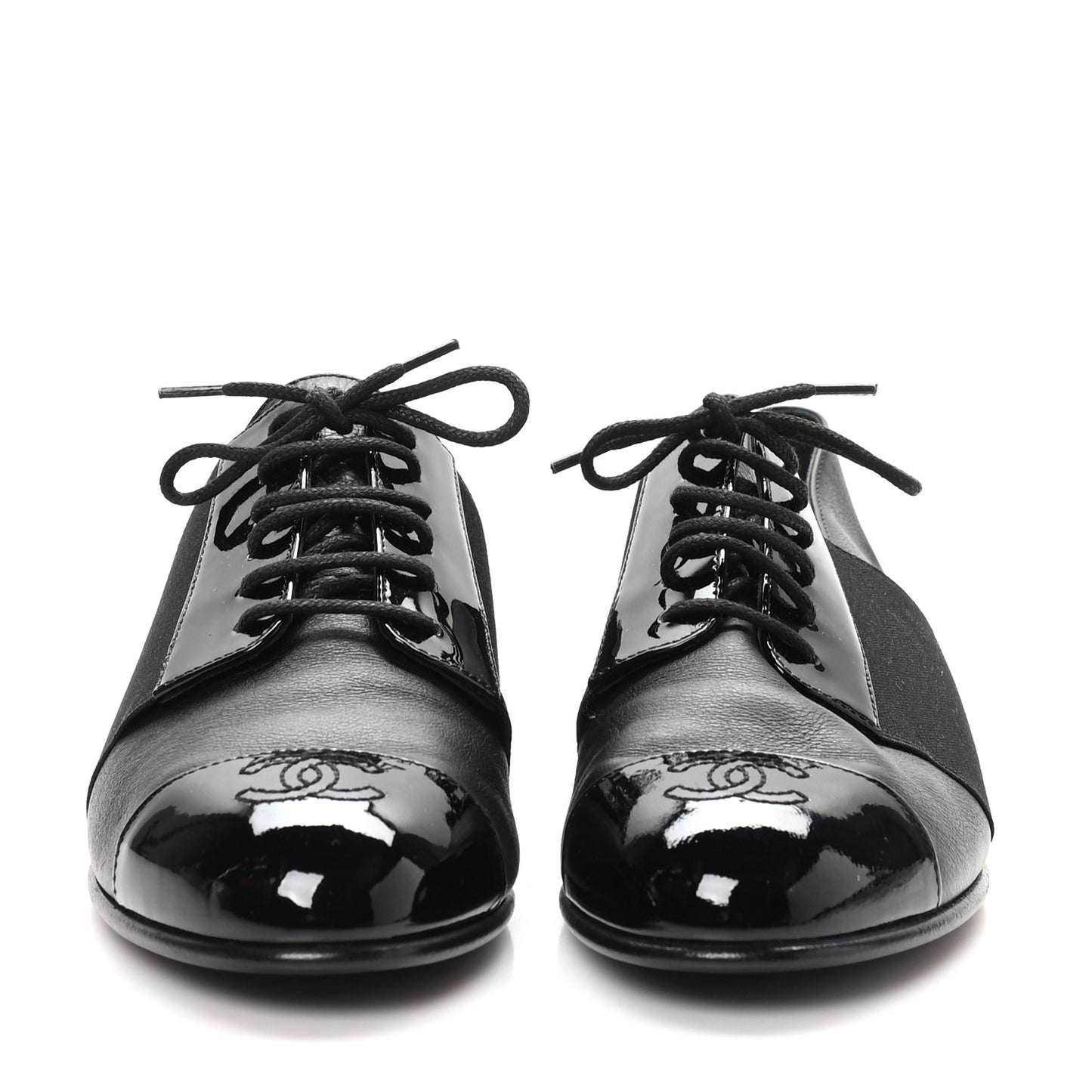 Goatskin Patent Womens CC Cap Toe Lace Up Oxfords 36.5 Black