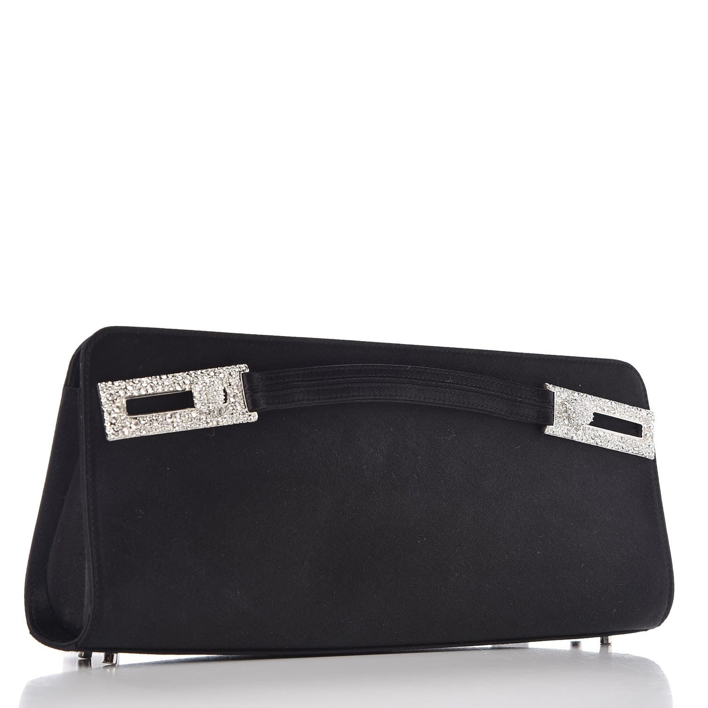 Satin Jeweled Evening Bag Black