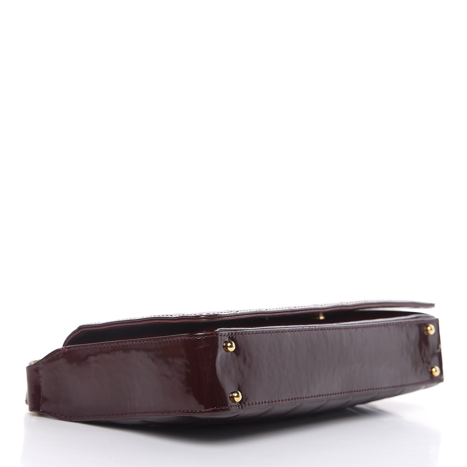 Chanel Patent Chocolate Bar Quilted CC Flap Burgundy 4 of 15