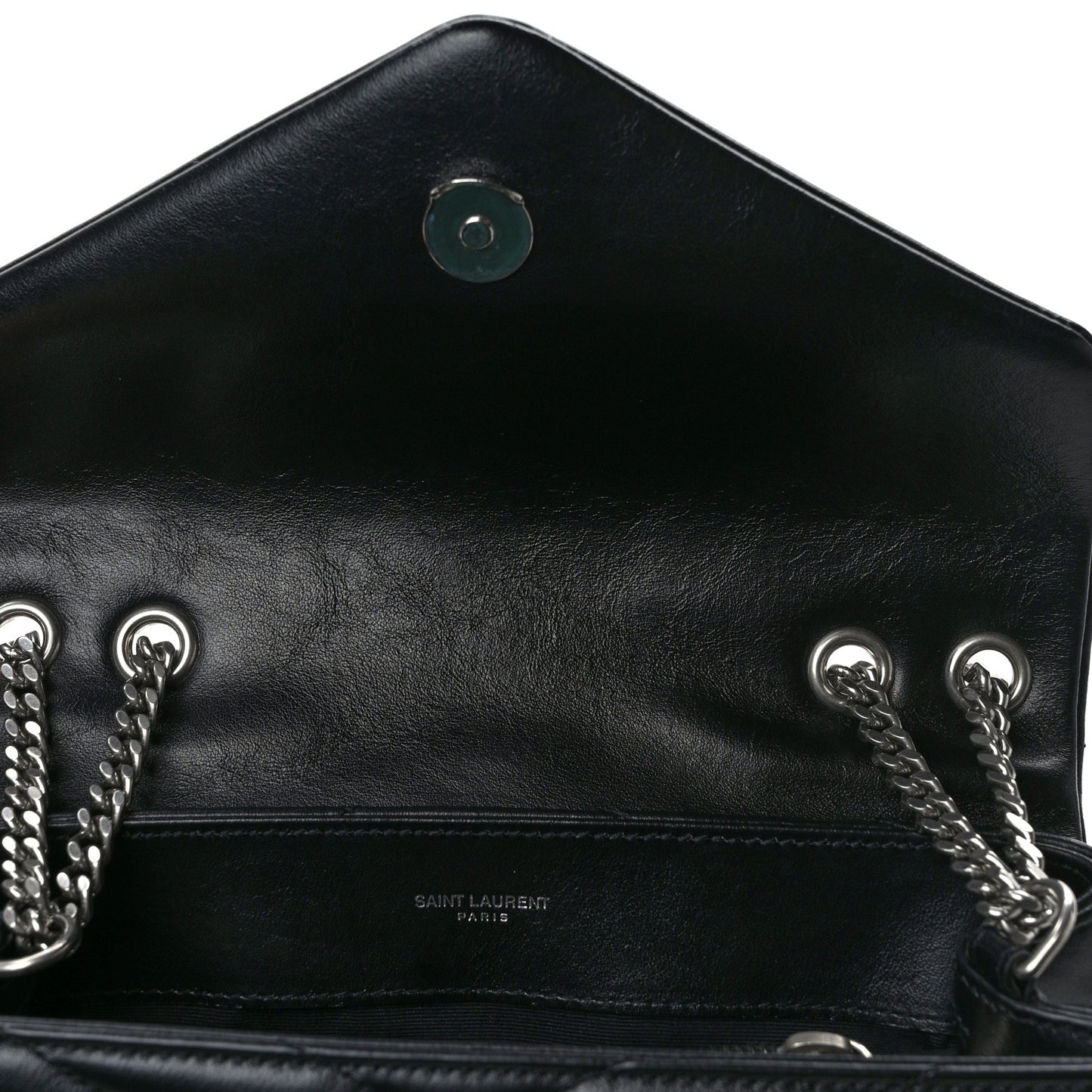 Calfskin Y Quilted Monogram Small Loulou Chain Satchel Black