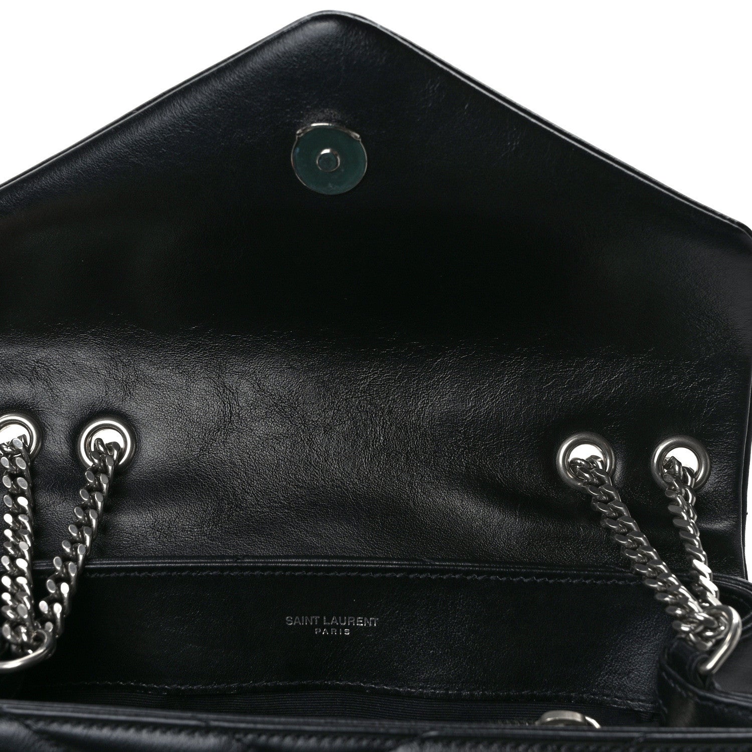Saint Laurent Calfskin Y Quilted Monogram Small Loulou Chain Satchel Black 10 of 11
