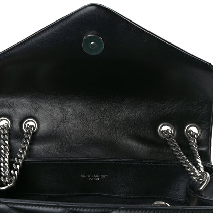 Saint Laurent Calfskin Y Quilted Monogram Small Loulou Chain Satchel Black 10 of 11