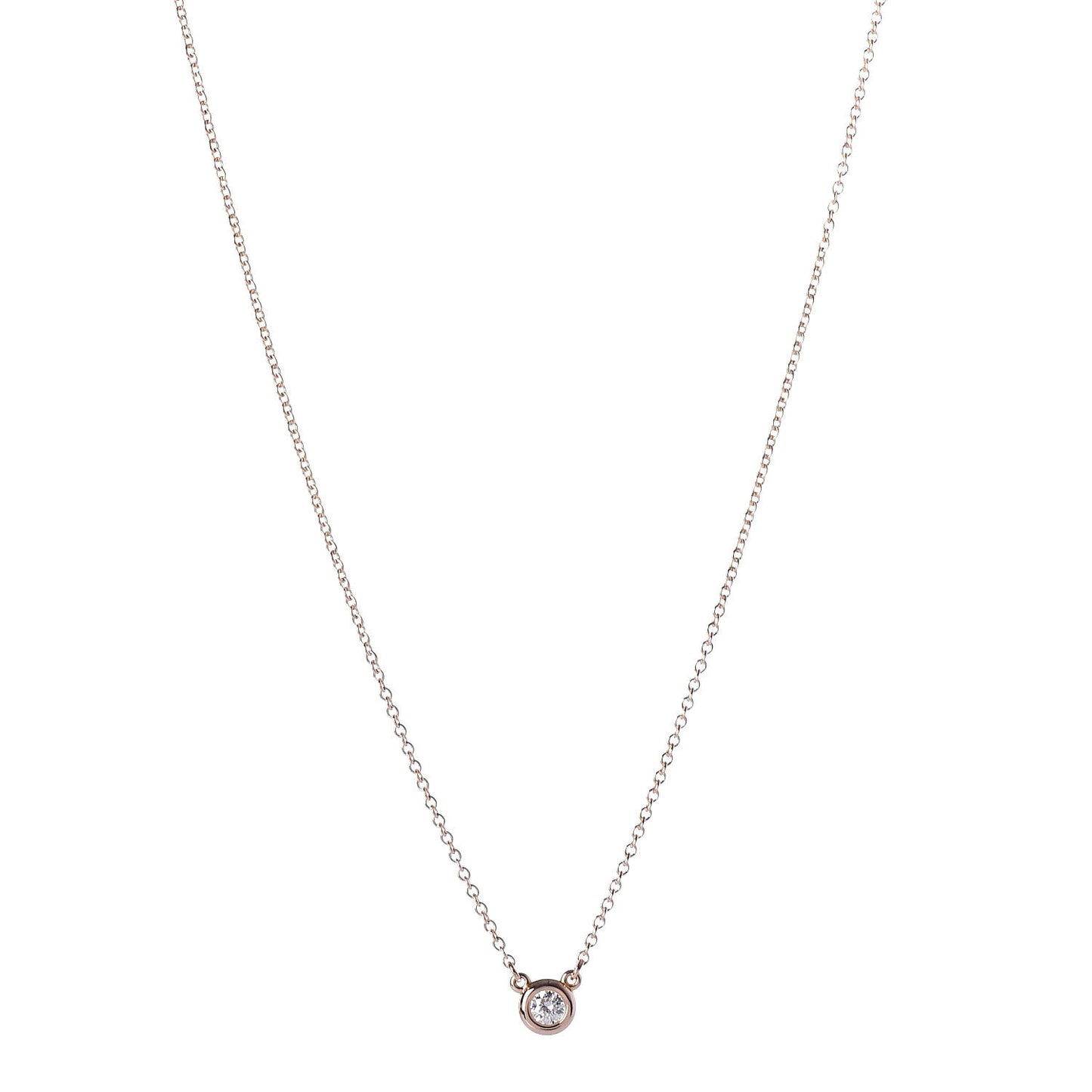 18K Rose Gold Diamond .11ct Elsa Peretti Diamonds by the Yard Pendant Necklace