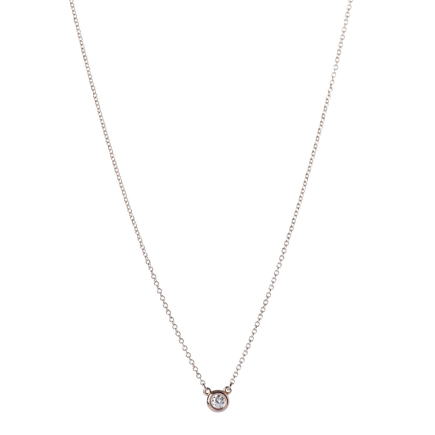 Tiffany 18K Rose Gold Diamond .11ct Elsa Peretti Diamonds by the Yard Pendant Necklace 1 of 8