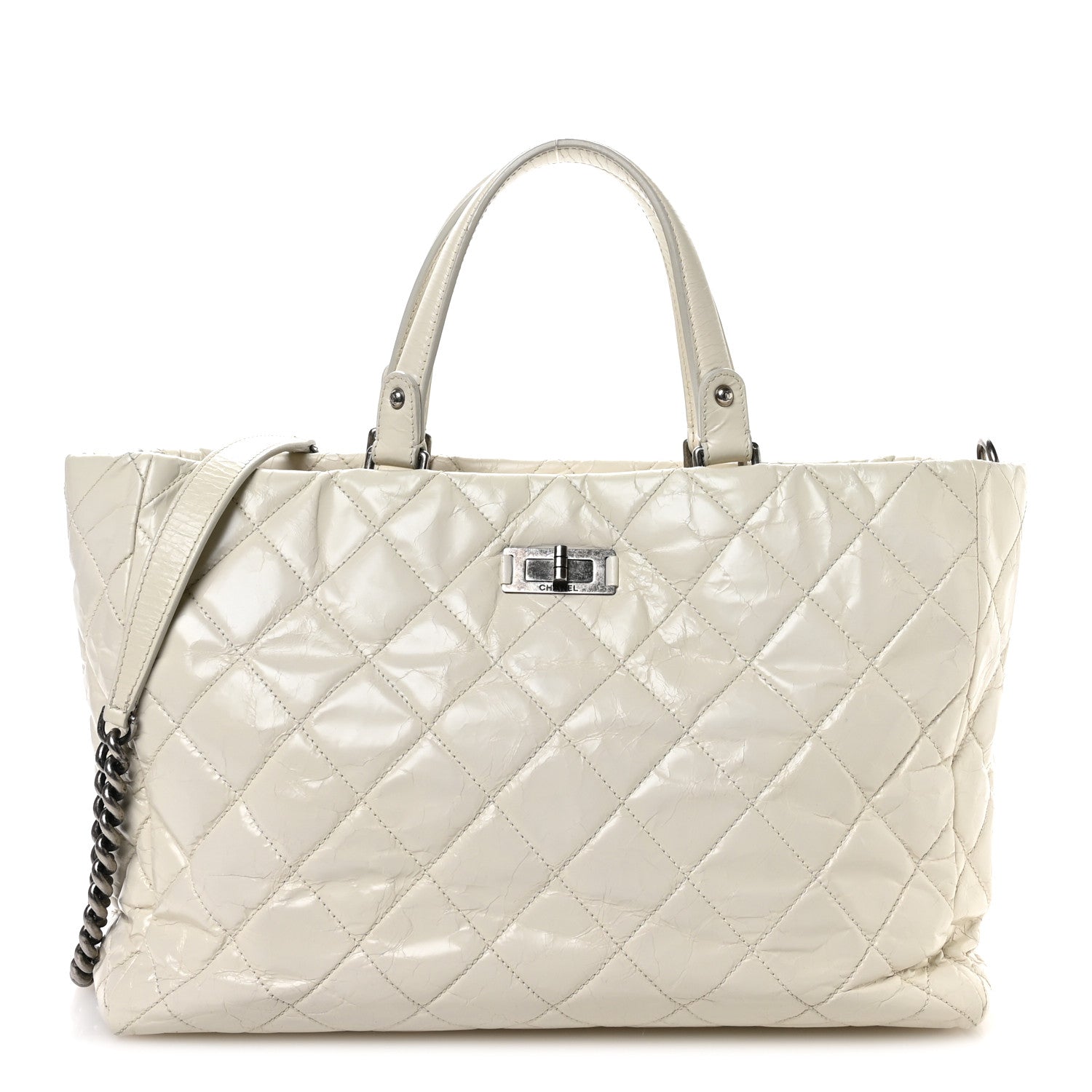 Chanel Glazed Crackled Calfskin Reissue Tote White 1 of 10
