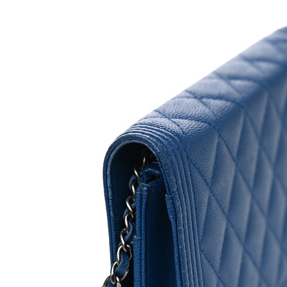 Chanel Caviar Quilted Boy Wallet On Chain WOC Blue 13 of 13