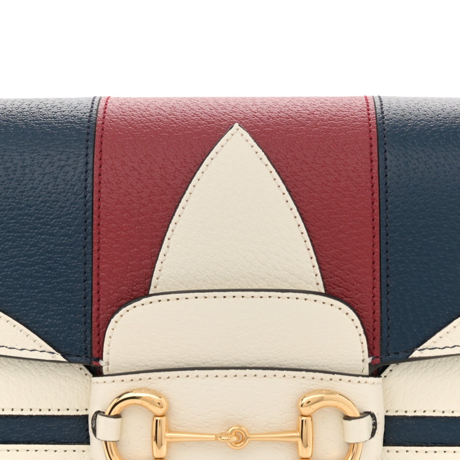 Gucci X ADIDAS Textured Dollar Calfskin Web Trefoil Mini Horsebit 1955 Shoulder Bag Navy Blue Red 8 of 12