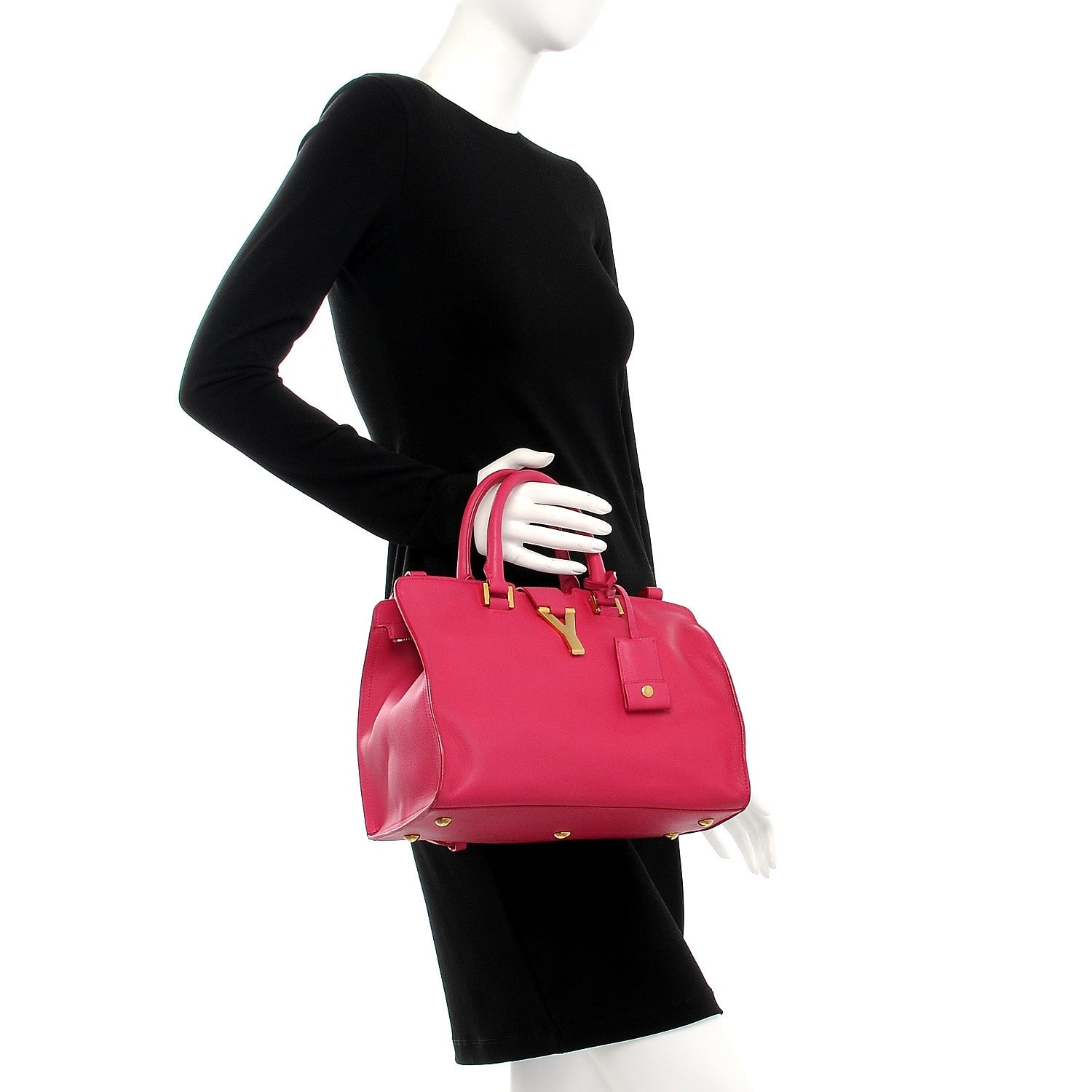 Saint Laurent Calfskin Small Classic Y Cabas Fuchsia 3 of 9