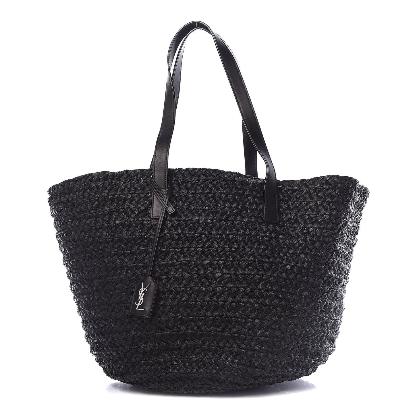 Raffia Medium Panier Bag Black