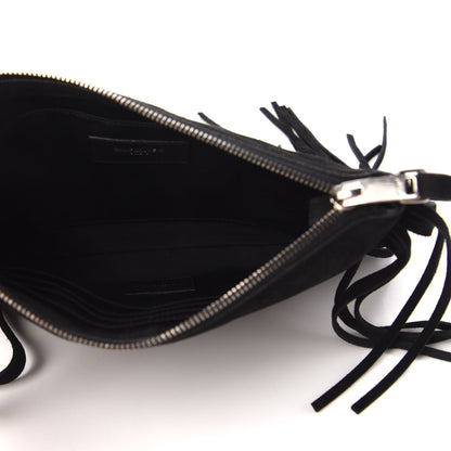 Saint Laurent Suede Calfskin Small Fringe Crossbody Bag Black 5 of 10