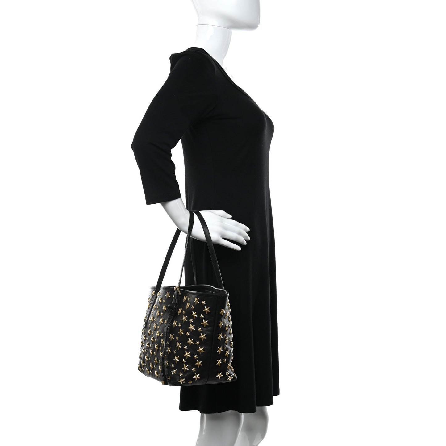 Calfskin Sasha Star Studded Tote Black