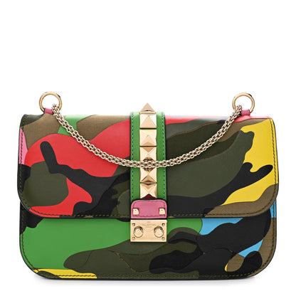 Valentino Garavani Nappa Canvas Camouflage Medium Glam Lock Rockstud Flap Multicolor 1 of 12