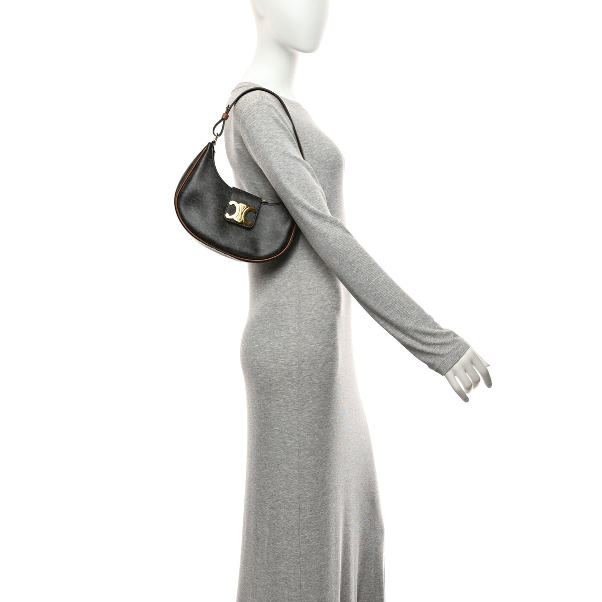 Celine Triomphe Canvas Calfskin Medium Strap Ava Triomphe Shoulder Bag Tan 2 of 10