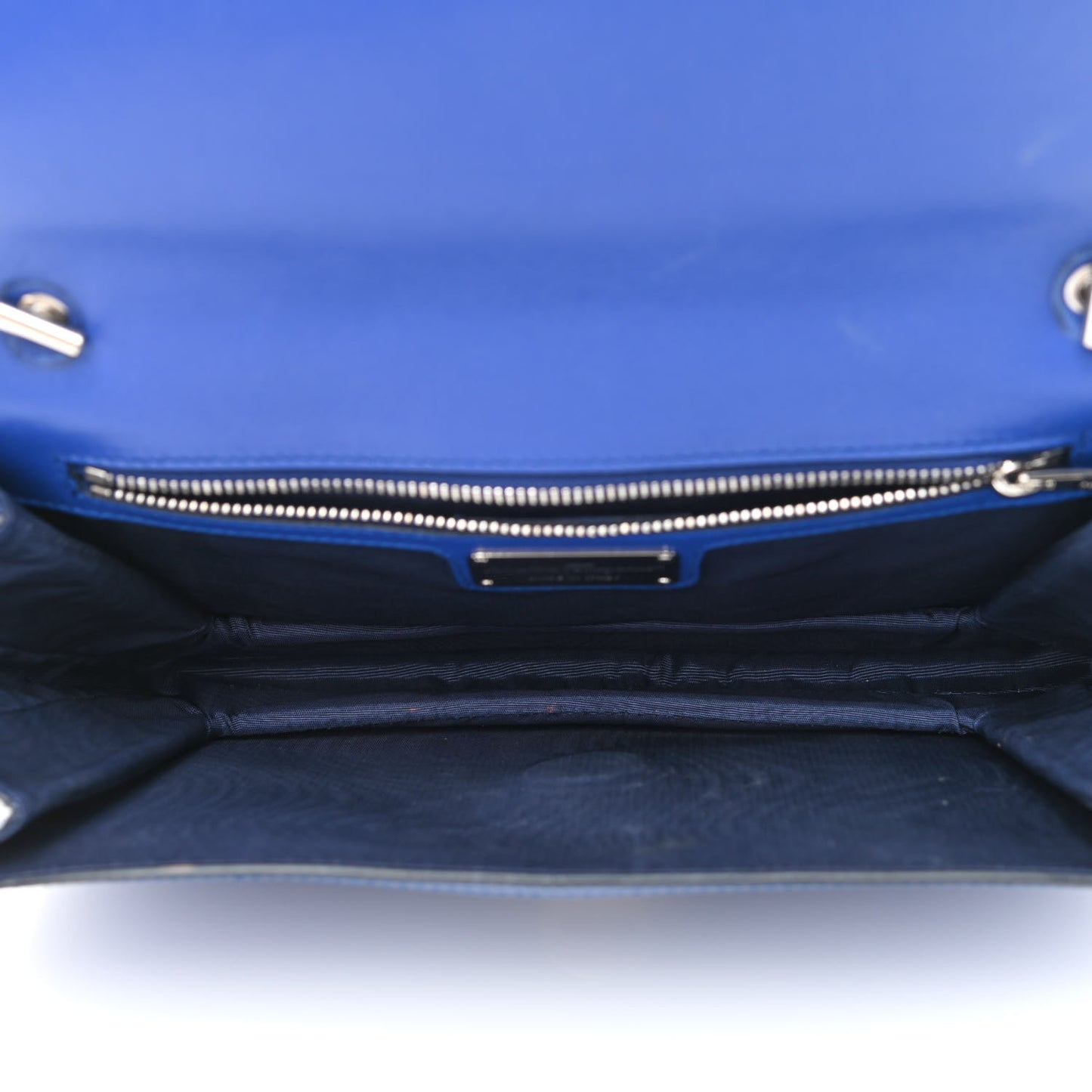Perforated Calfskin Patent Ginny Bow Crossbody Bag Blue