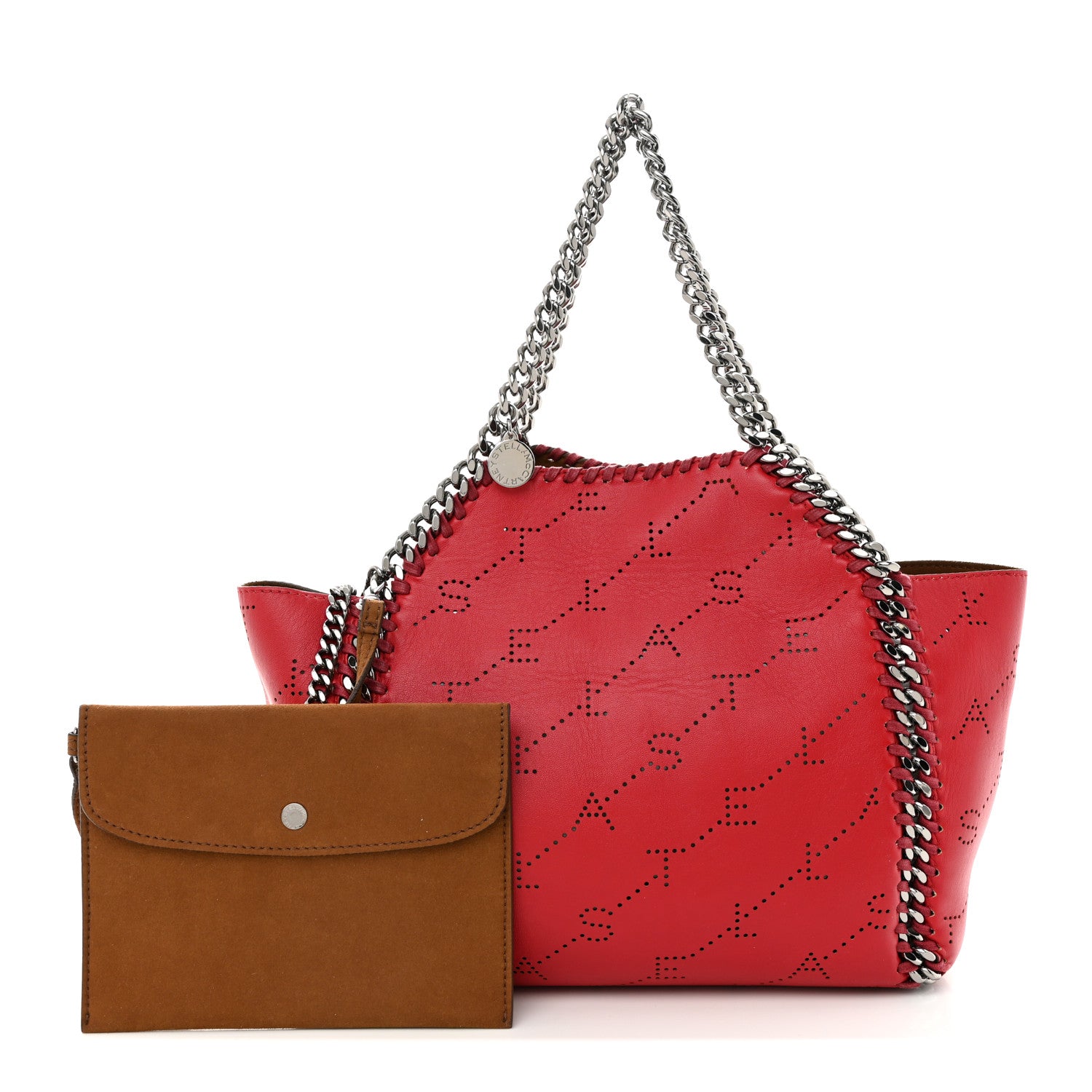 Stella McCartney Eco Alter Nappa Perforated Logo Falabella Reversible Tote Red 1 of 11