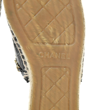 Chanel Lambskin Grosgrain Quilted CC Chain Espadrille Mules 40 Black 7 of 10