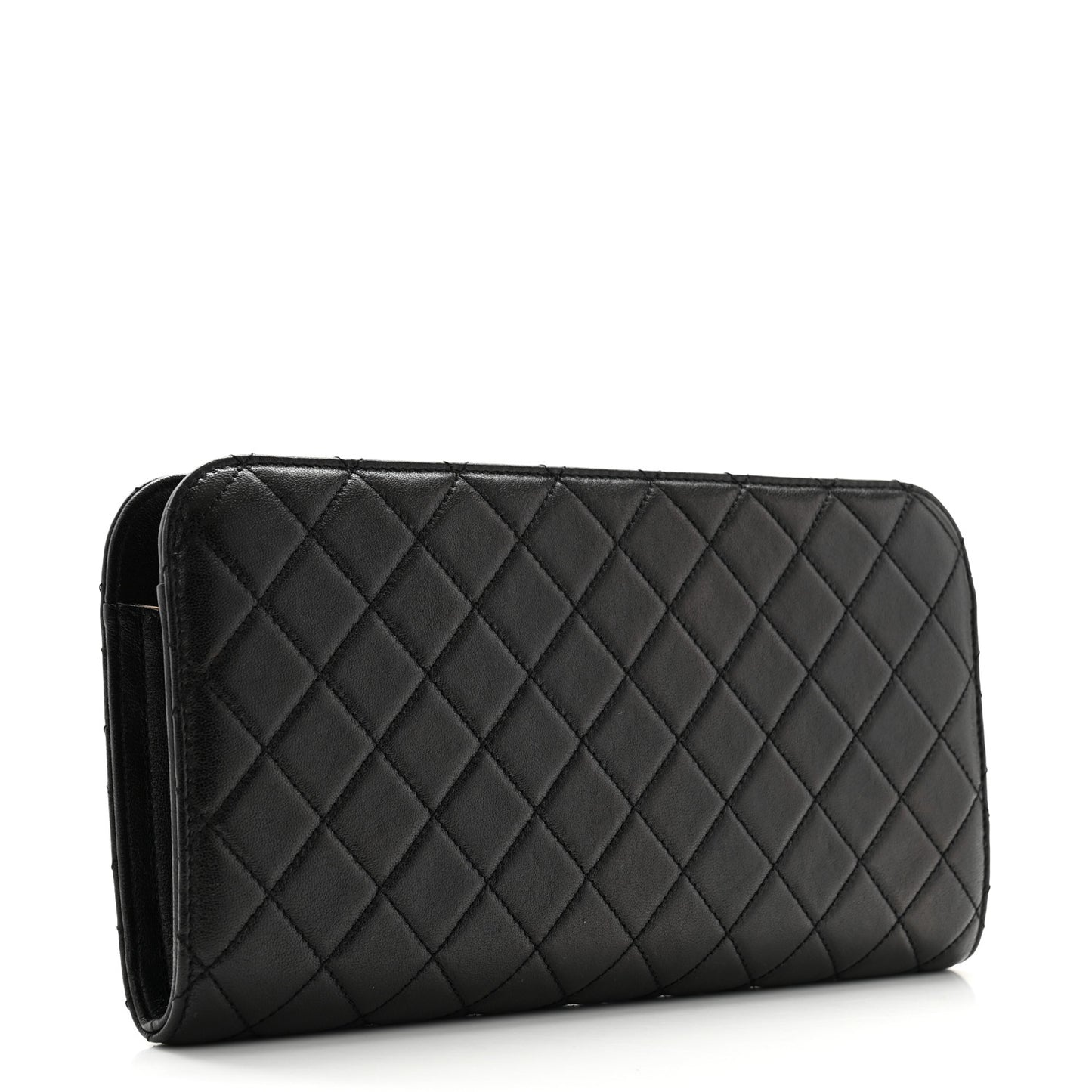 Lambskin Quilted Coco Midnight Clutch  Black