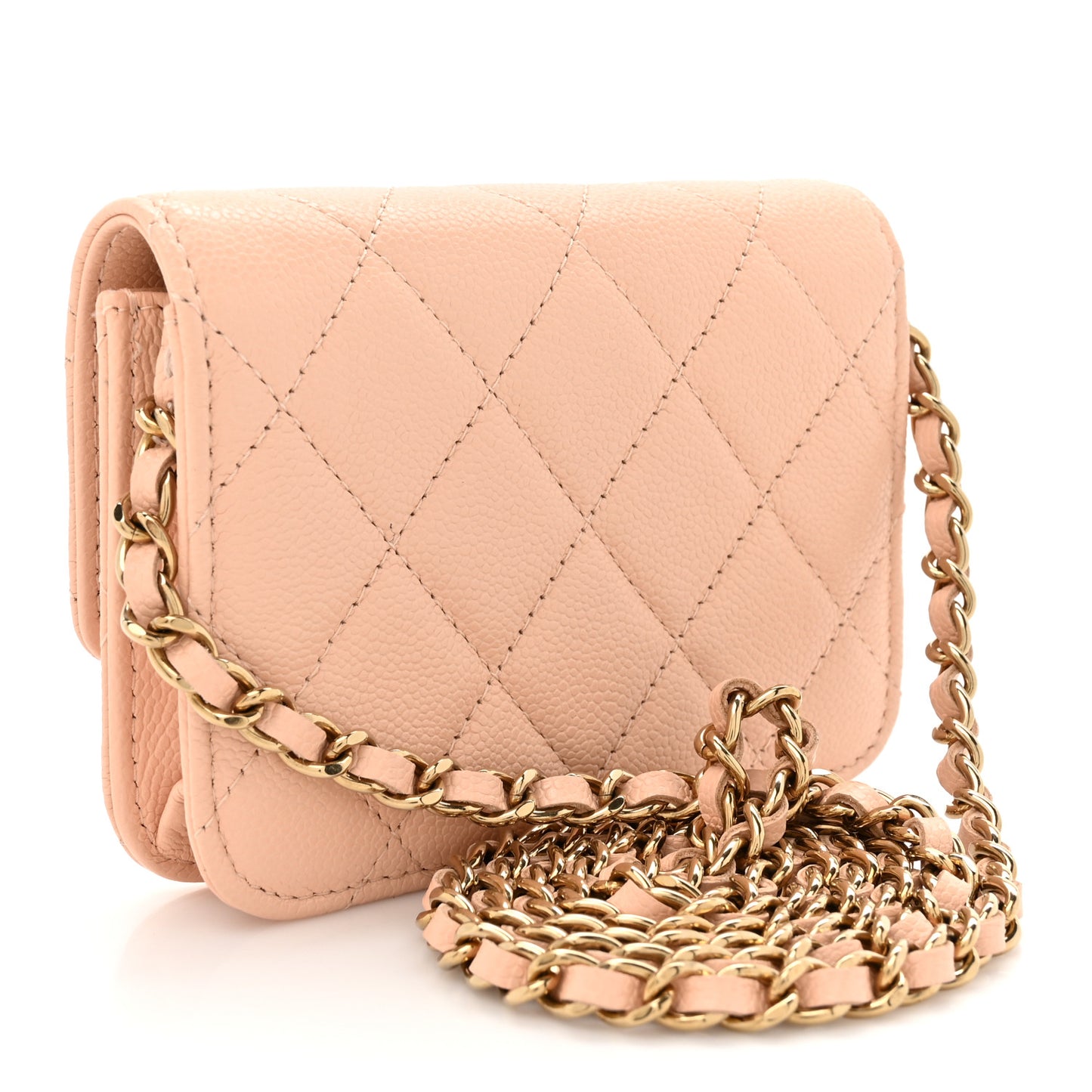 Caviar Quilted Mini Chain Bag Beige